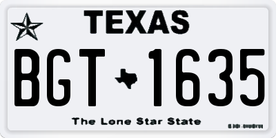 TX license plate BGT1635