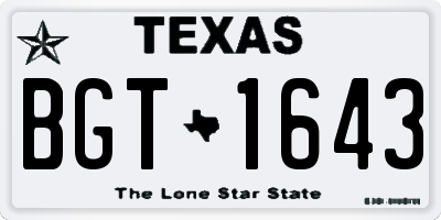 TX license plate BGT1643