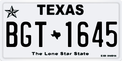 TX license plate BGT1645