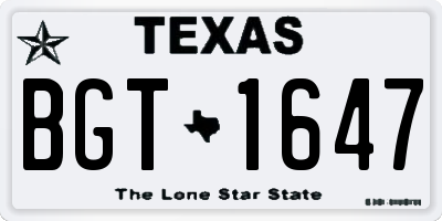 TX license plate BGT1647