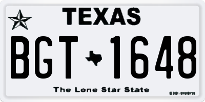 TX license plate BGT1648