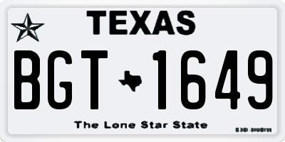 TX license plate BGT1649