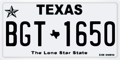 TX license plate BGT1650