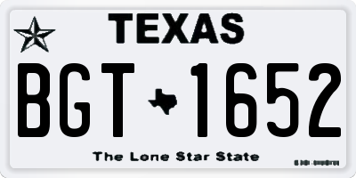 TX license plate BGT1652