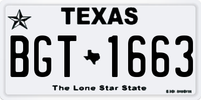 TX license plate BGT1663