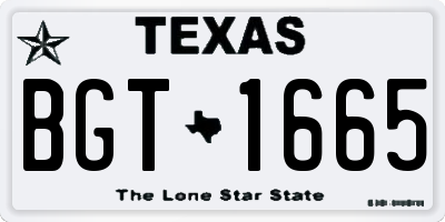 TX license plate BGT1665