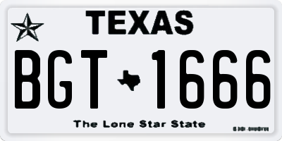 TX license plate BGT1666