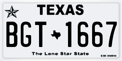 TX license plate BGT1667