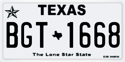 TX license plate BGT1668