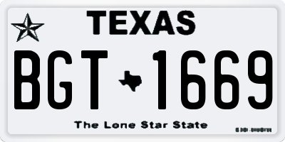 TX license plate BGT1669