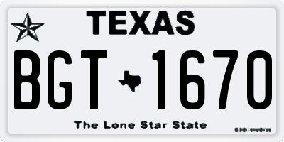 TX license plate BGT1670