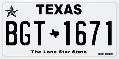 TX license plate BGT1671