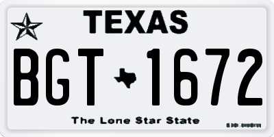 TX license plate BGT1672
