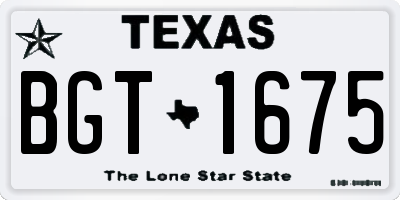 TX license plate BGT1675