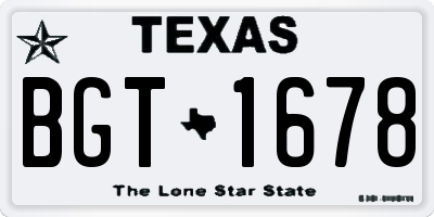 TX license plate BGT1678