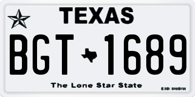TX license plate BGT1689
