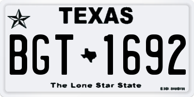 TX license plate BGT1692