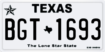 TX license plate BGT1693