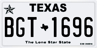 TX license plate BGT1696