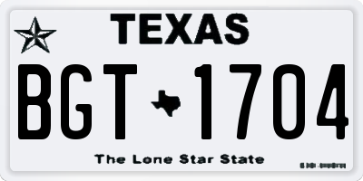 TX license plate BGT1704