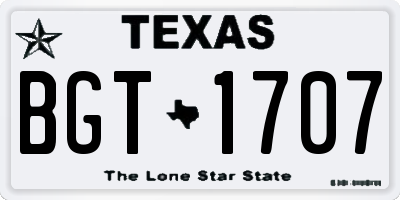 TX license plate BGT1707