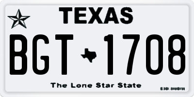 TX license plate BGT1708