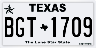 TX license plate BGT1709