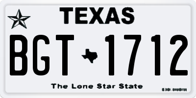 TX license plate BGT1712