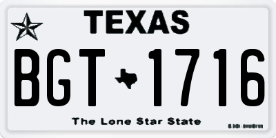 TX license plate BGT1716