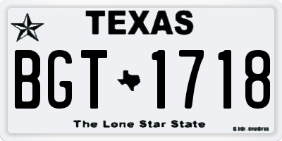 TX license plate BGT1718