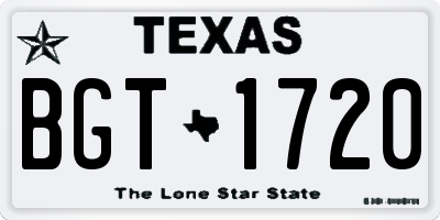 TX license plate BGT1720