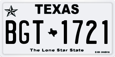 TX license plate BGT1721