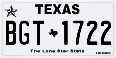 TX license plate BGT1722