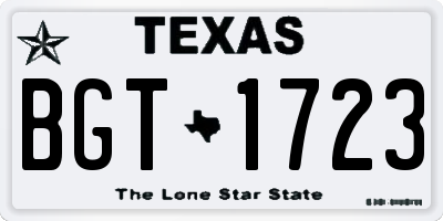 TX license plate BGT1723