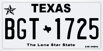 TX license plate BGT1725