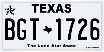 TX license plate BGT1726