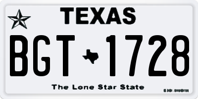 TX license plate BGT1728