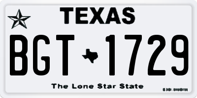 TX license plate BGT1729