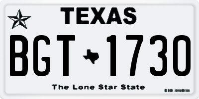 TX license plate BGT1730