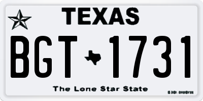 TX license plate BGT1731