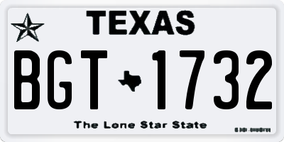 TX license plate BGT1732