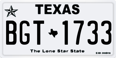 TX license plate BGT1733