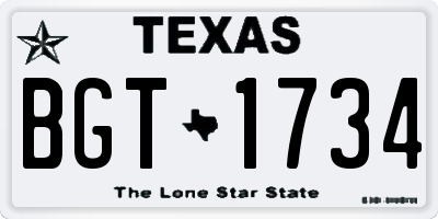 TX license plate BGT1734