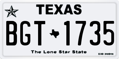 TX license plate BGT1735