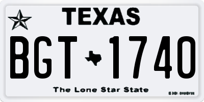 TX license plate BGT1740