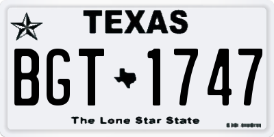 TX license plate BGT1747