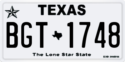 TX license plate BGT1748