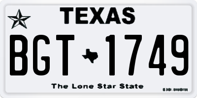TX license plate BGT1749