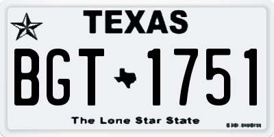 TX license plate BGT1751