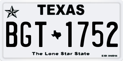 TX license plate BGT1752